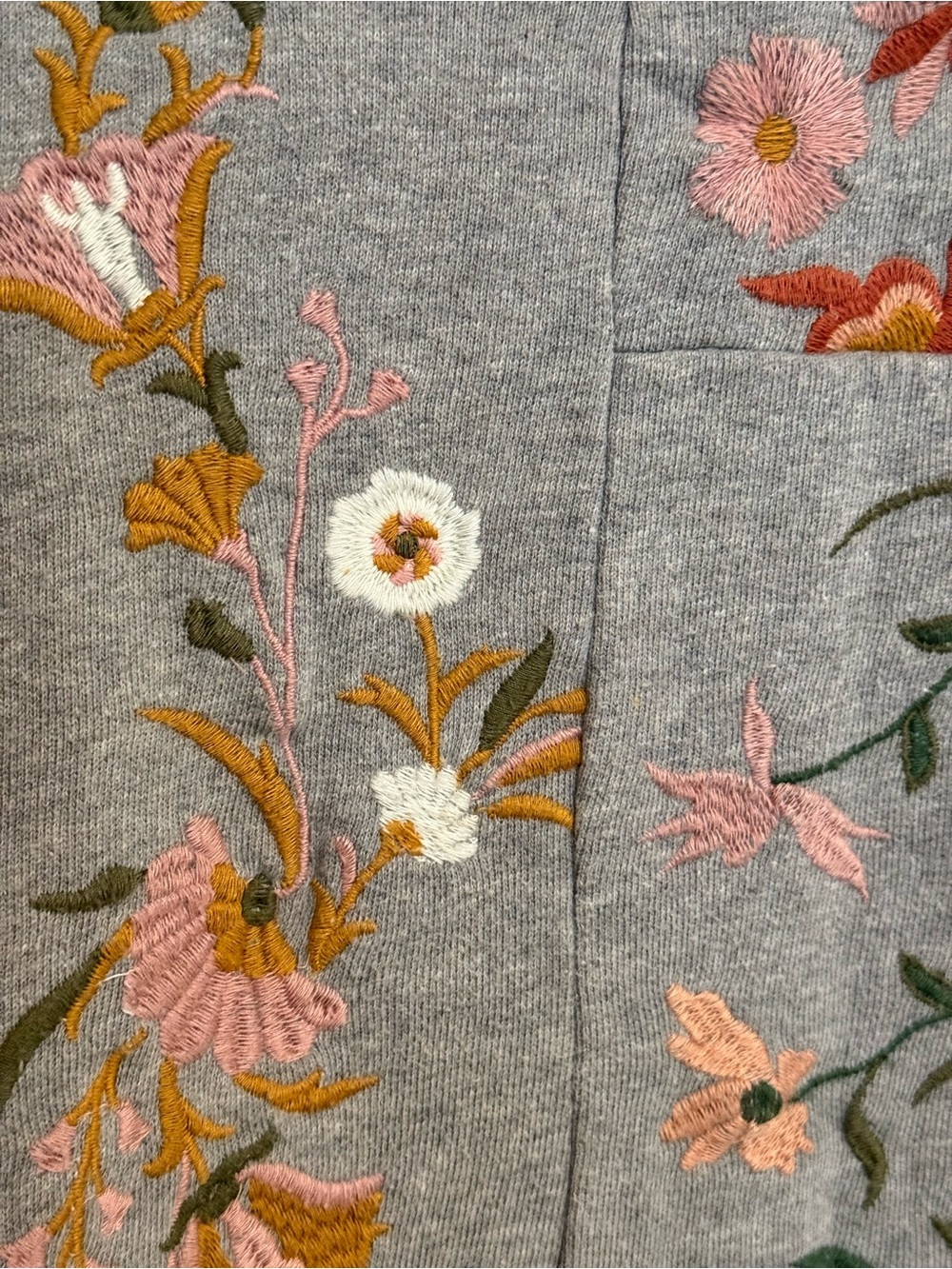 Anthropologie Embroidered Floral Crewneck Sweatshirt - Gray - Picture 6 of 9
